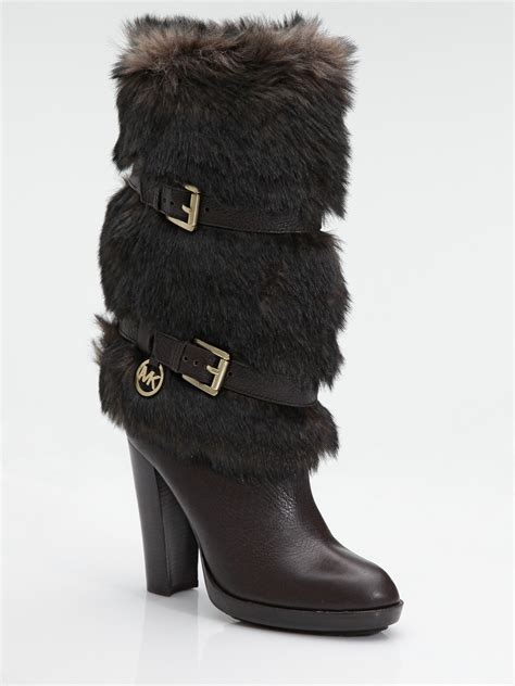 michael kors faux fur boots|Michael Kors adjustable buckle boots.